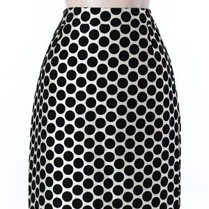 Per Se By Carlisle Black Polka Dot Silk Blend Lined Skirt Size Misses 6